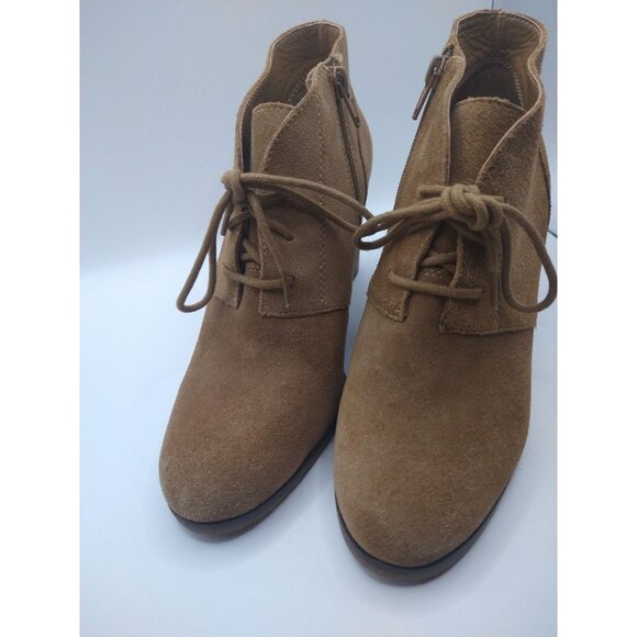 Lucky Brand Tan Suede Lace-Up Wedge Ankle Boots - Womens Size 7M - Picture 3 of 9